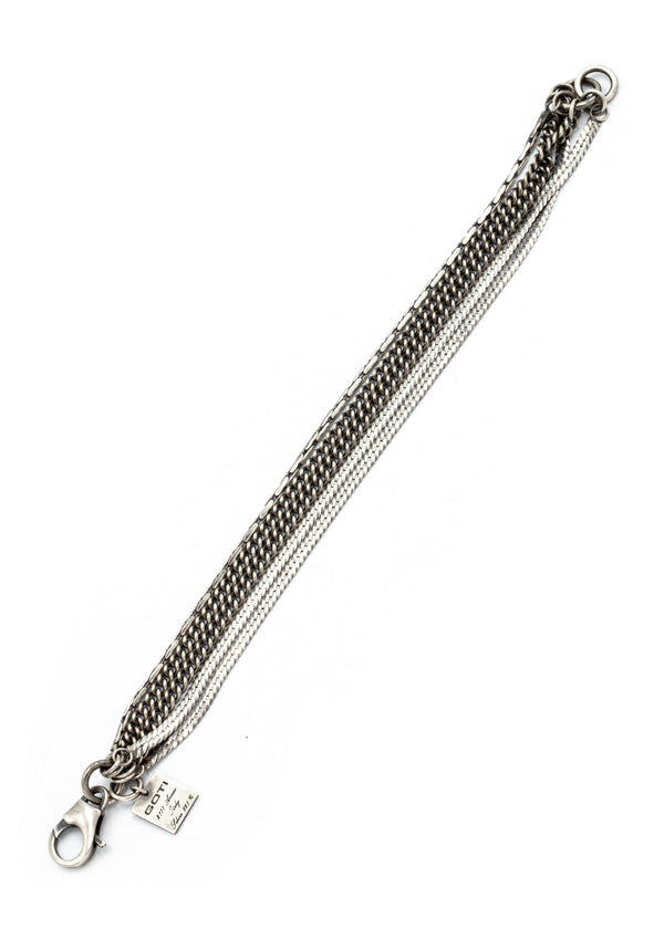 GOTI MULTI TEXTURED SILVER ROPE AND CHAIN BRACELET