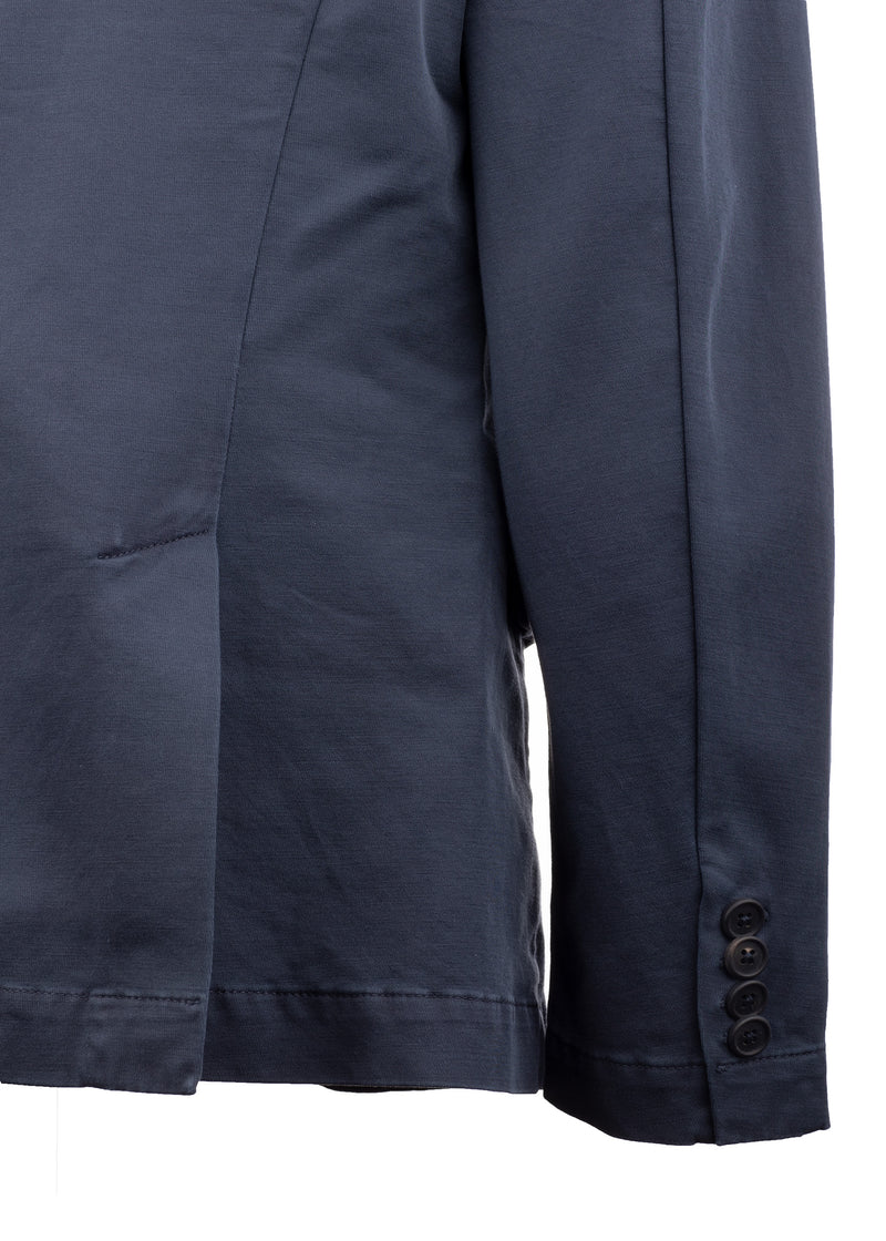 Detail view ARI Nolli Stretch Cotton Blue Jacket. Made in Italy