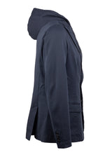 Side view ARI Nolli Stretch Cotton Blue Jacket. Made in Italy