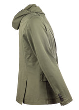 Side view ARI Nolli Stretch Cotton Green Jacket. Made in Italy
