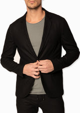 Front view on a model ARI Micro Cashmere Jogging Suit Jacket. Made in Italy