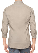 Back view on a model Mussola Grey Shirt w/ Pockets. Made in Italy