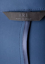 pocket view of ARI Live Cut Neoprene Blue Blazer. Made in Italy