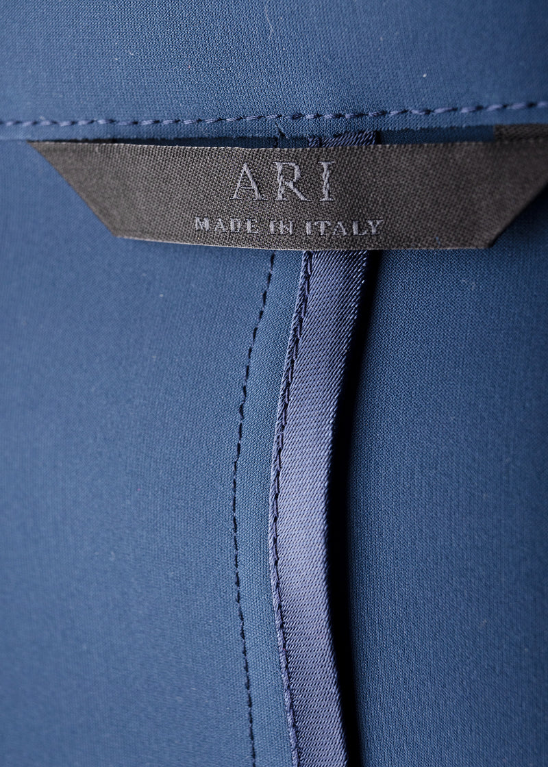 pocket view of ARI Live Cut Neoprene Blue Blazer. Made in Italy
