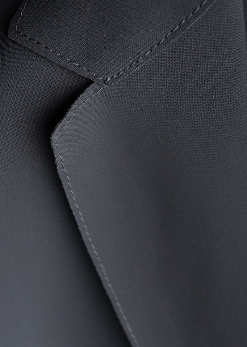 Detail view of Lapel, ARI Live Cut Neophrene Grey Blazer. Made in Italy