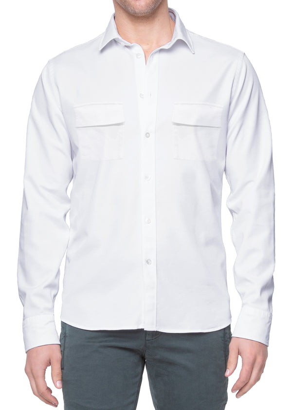 ARI NOLLY STRETCH COTTON SHIRT WITH POCKETS IN WHITE