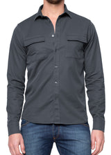 ARI NOLLY STRETCH COTTON SHIRT WITH POCKETS IN GREY