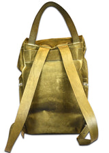 Back view Nicky Leather Backpack Olive by ARI. Made in Italy