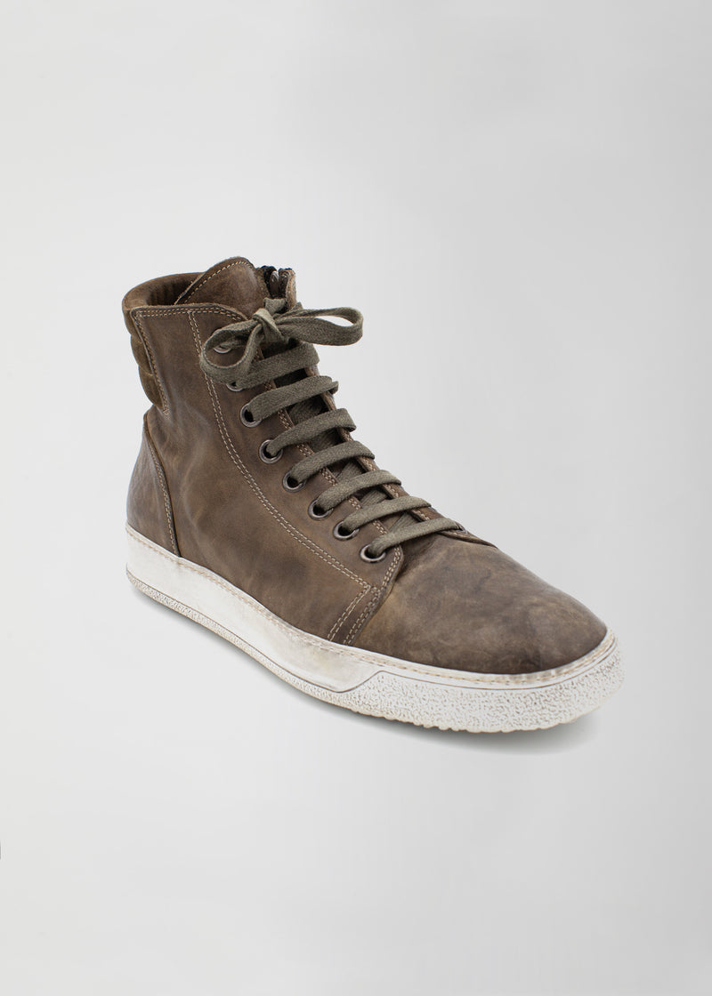 ARI OVER DYED SUEDE SNEAKER IN KHAKI