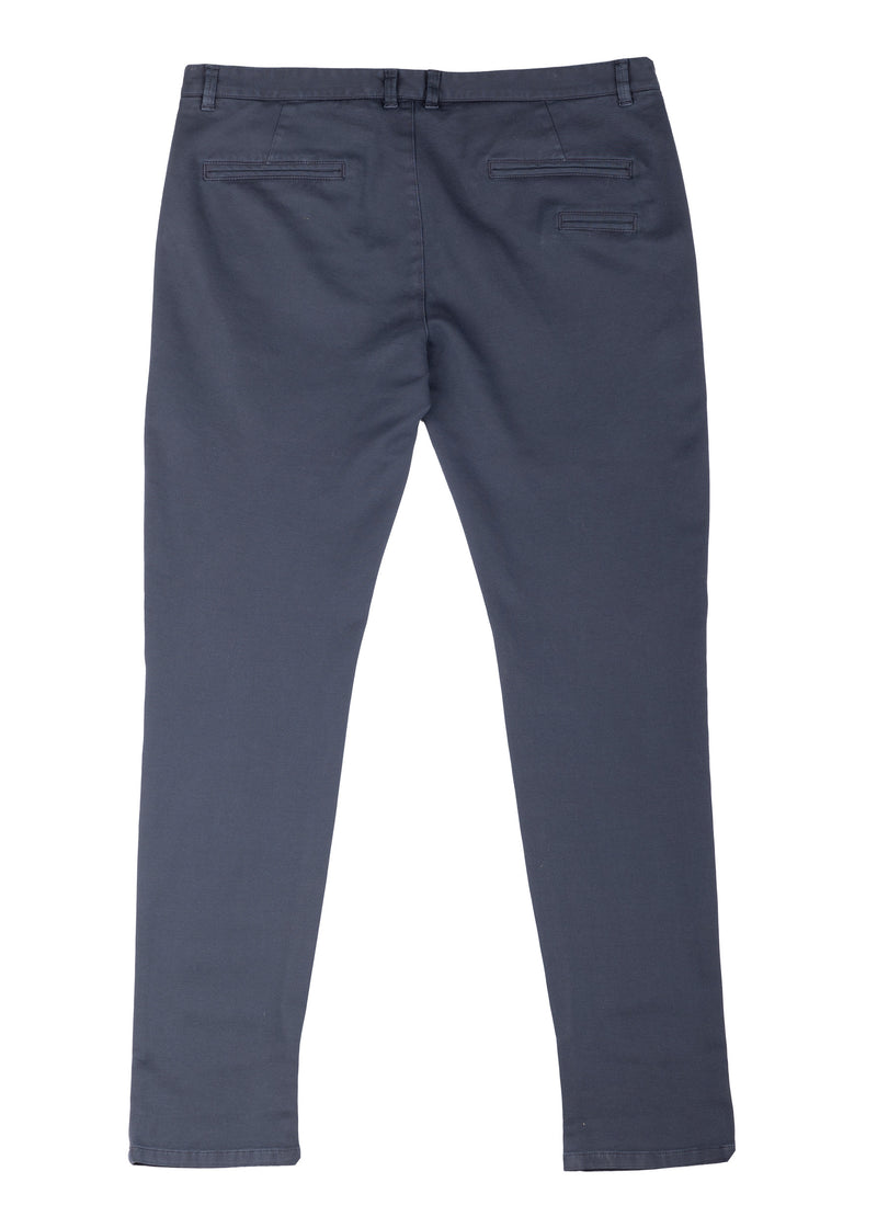 Back view ARI Nolli Stretch Cotton Chino Pants Blue . Made in Italy