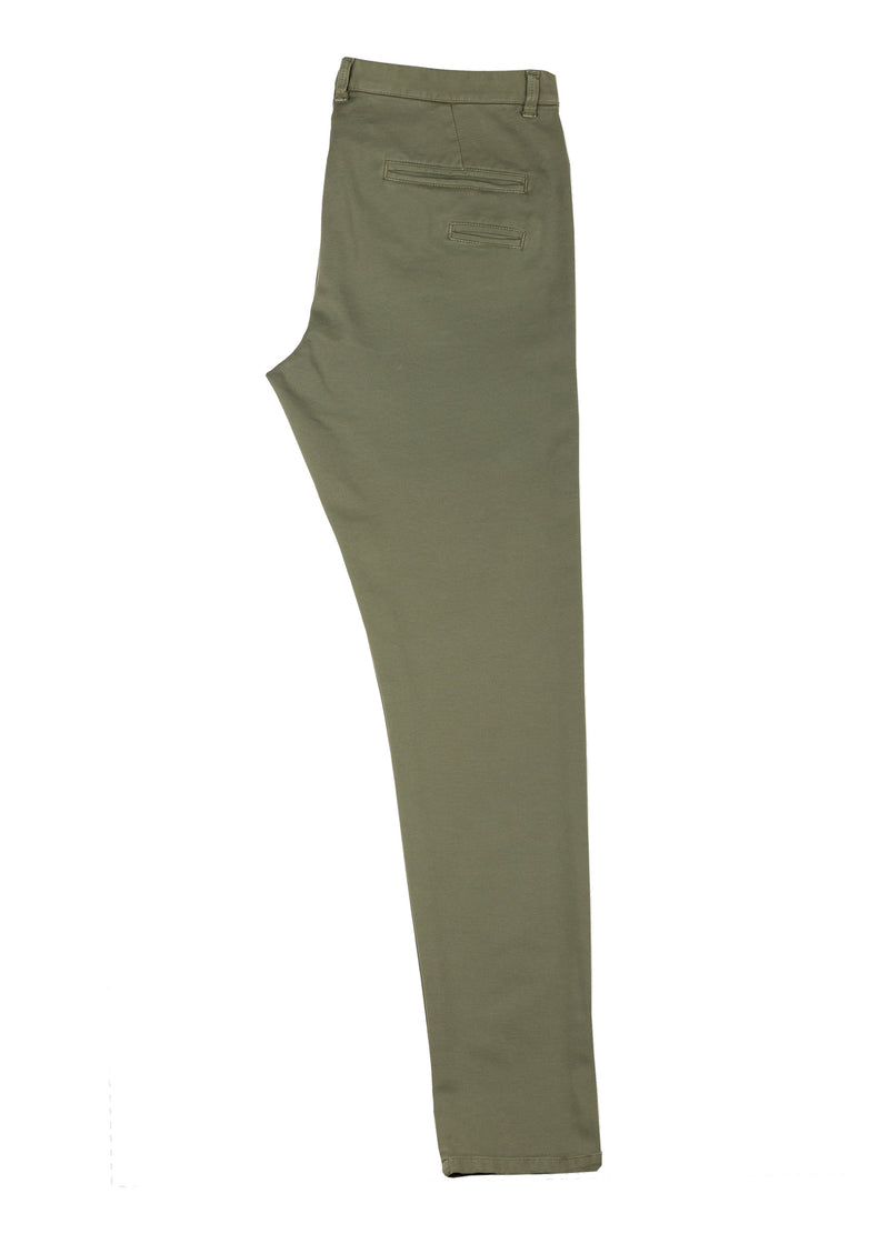 Side view ARI Nolli Stretch Cotton Chino Pants Green. Made in Italy
