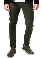 front view on a model ARI P4A Chino Pants in Green. Made in Italy
