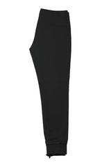 Side view of ARI Black Travel Jogger Pants. 100% Stretch Cotton. Made in Italy 