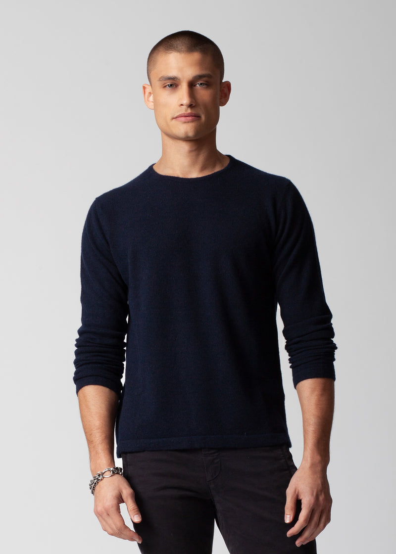 ARI ETHEREALLY SOFT CASHMERE CREWNECK IN NAVY