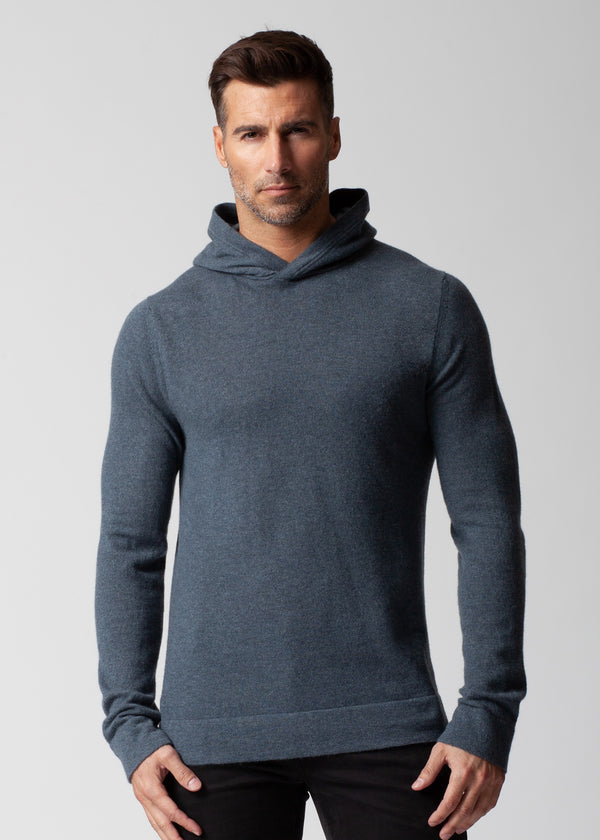 ARI DIVINELY PLUSH CASHMERE HOODIE IN GREYBLU