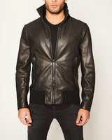 Leather Jacket with High Neck-Ari Soho