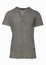 Cotton Stretch Henley T-Shirt-Ari Soho