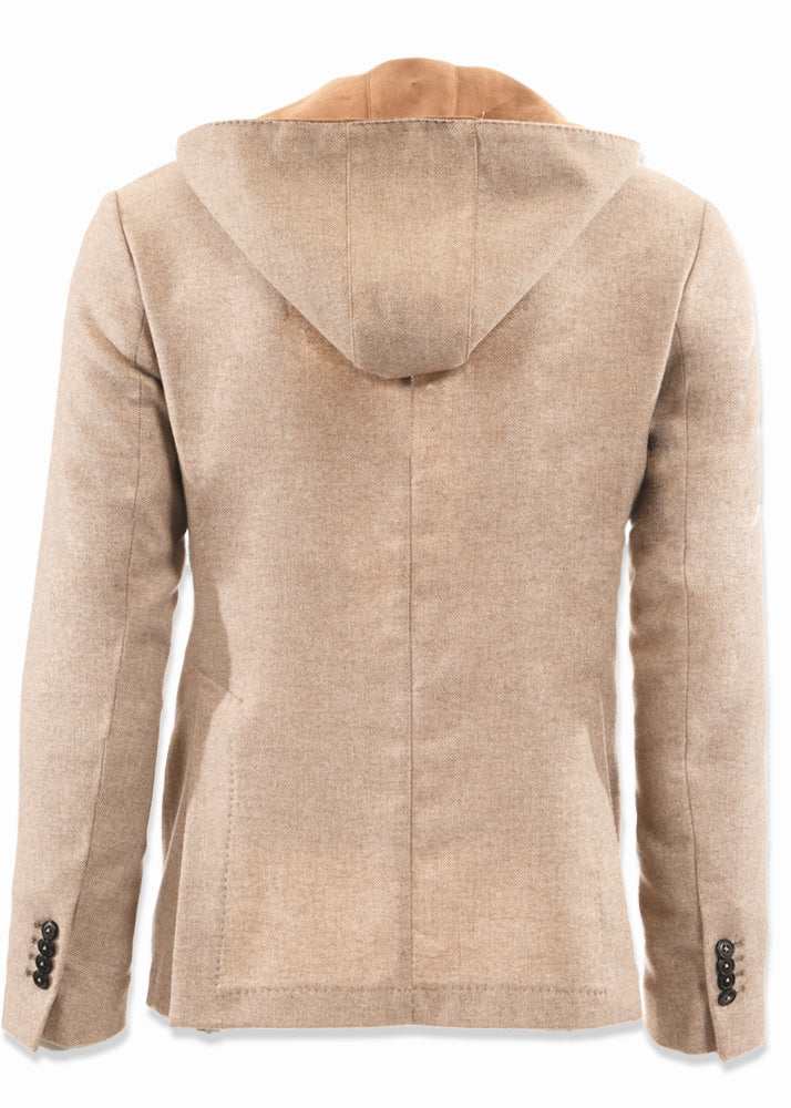 back view ARI Cashmere Blazer Camel. Made in Italy