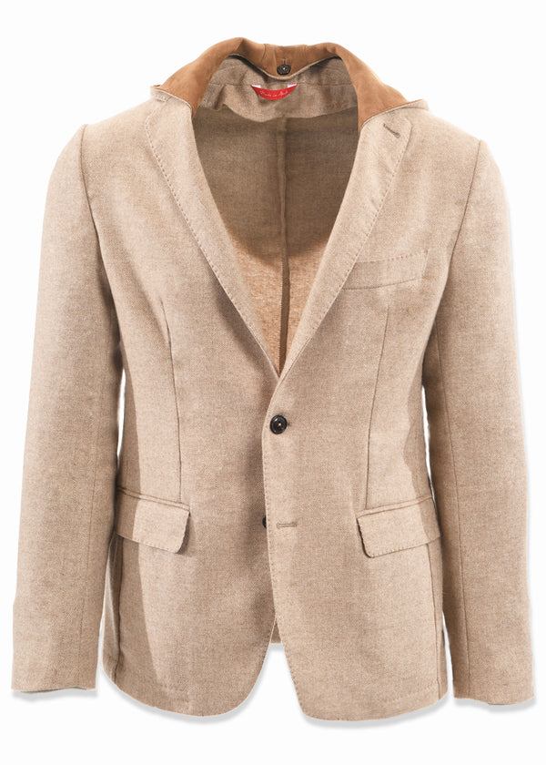 front view ARI Cashmere Blazer Camel. Made in Italy