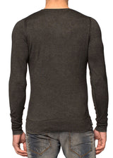 Cashmere Silk Medium Weight V-Neck Sweater in Charcoal-Ari Soho