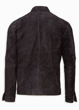 Back view ARI Kent navy Blue Cashmere Suede Jacket. Made in Italy