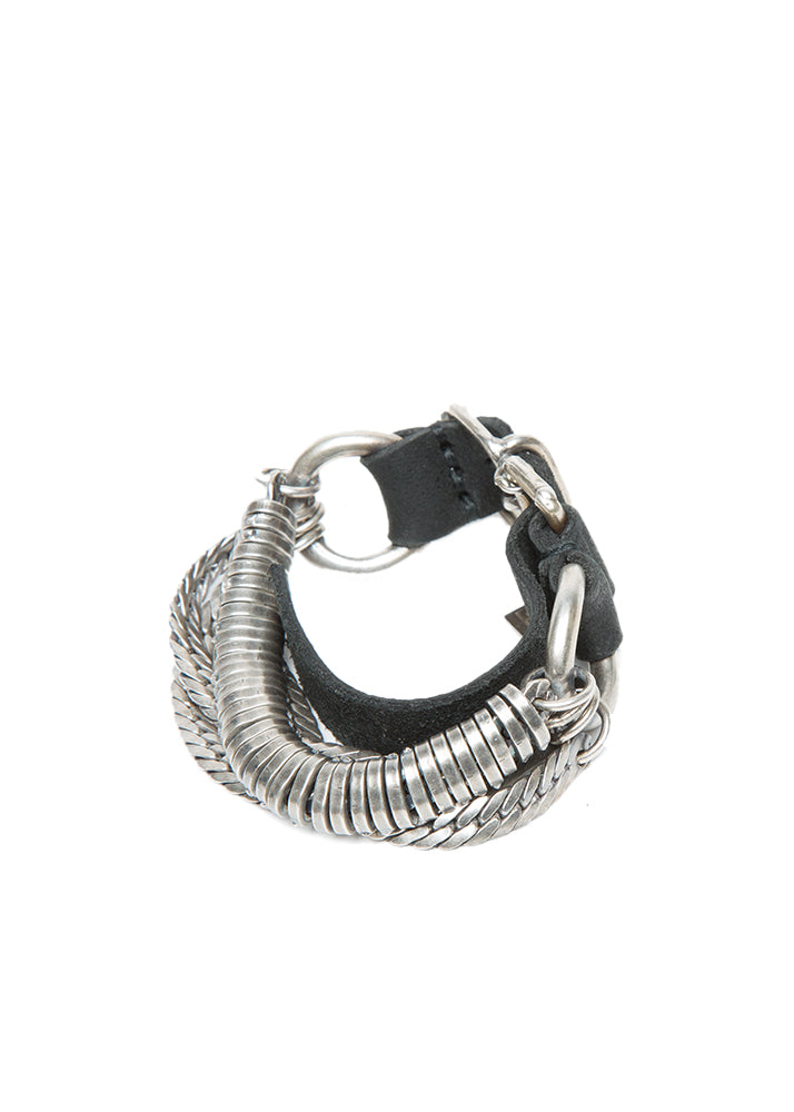 Goti Onyx Silver & Leather Bracelet-Ari Soho