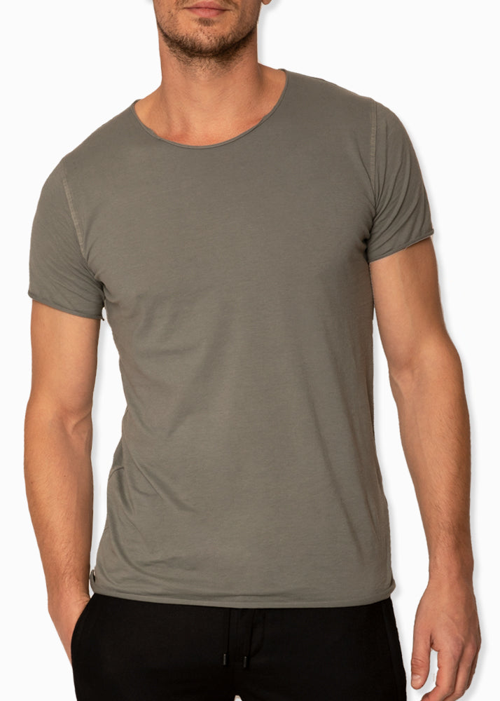 Front View ARI Short Sleeve T-Shirt - Grey | Made in Italy