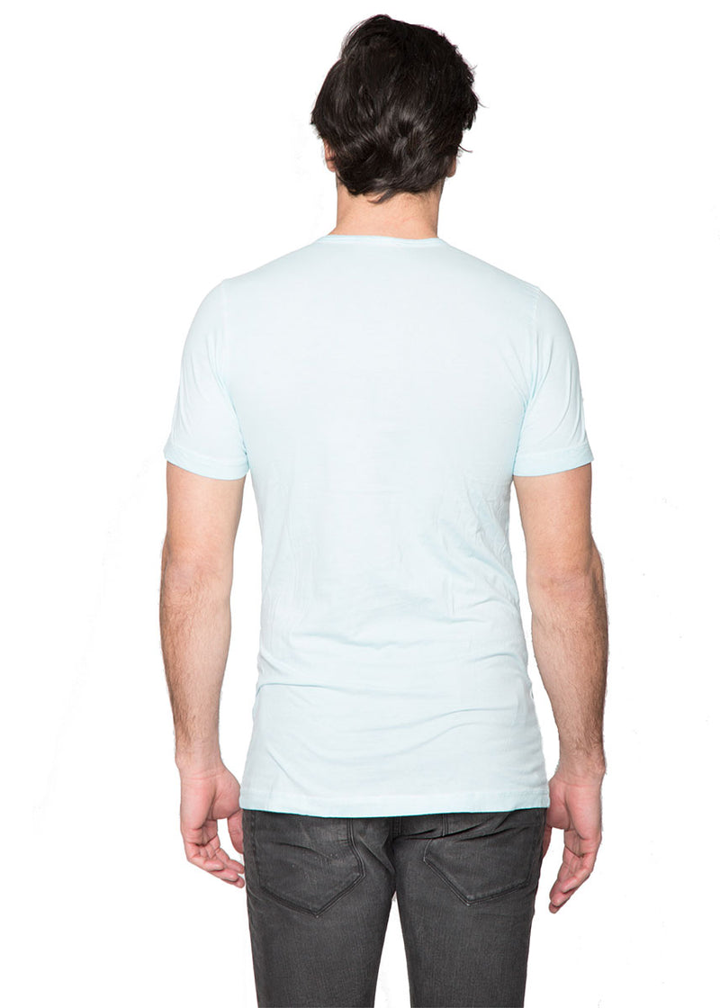 Light Blue Cotton Henley T-Shirt-Ari Soho