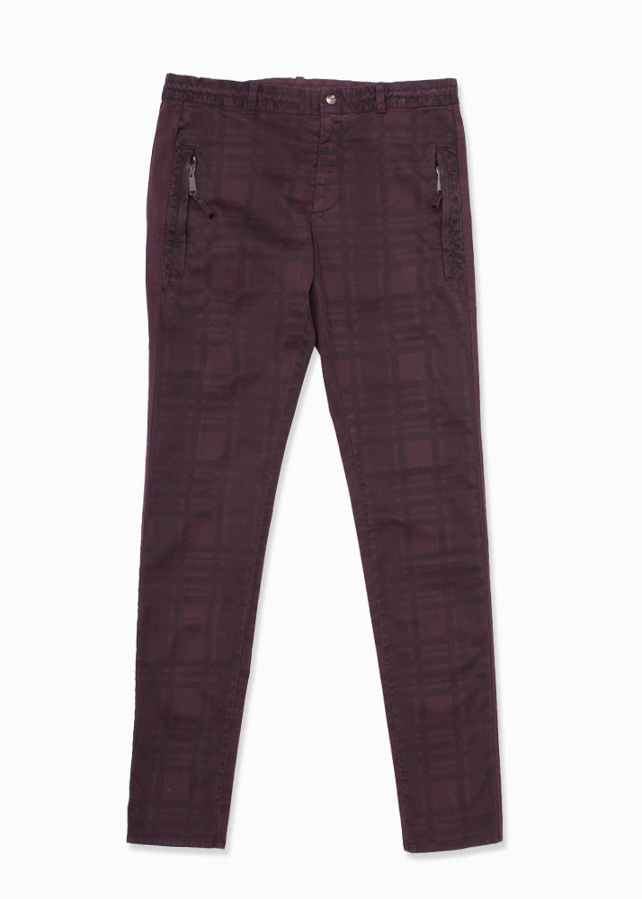 Cotton Stretch Checkered Drawstring Trousers-Ari Soho