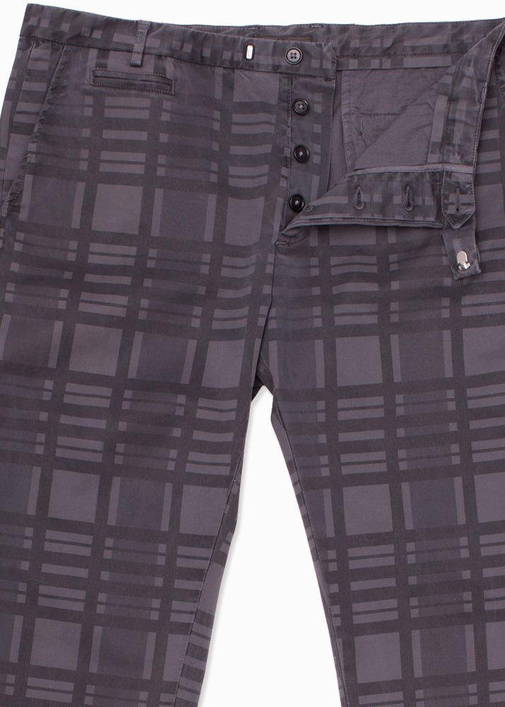 Cotton Stretch Checkered Chino Pant-Ari Soho