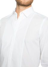 Paneled Dress Shirt in White-Ari Soho