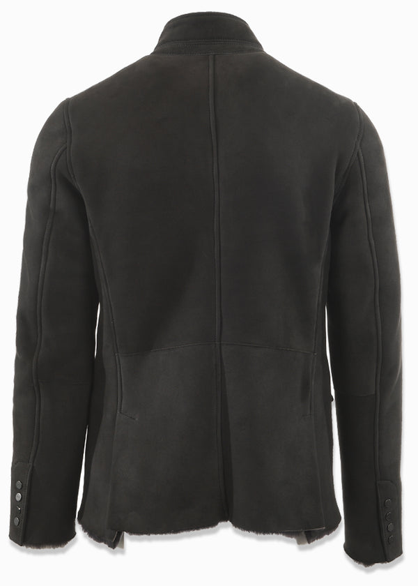 back view ARI Riccardo Shearling Blazer Charcoal | Made in Italy