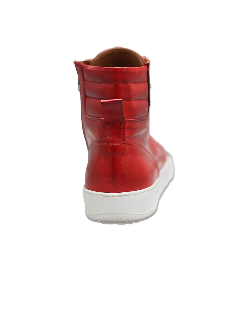 Red Leather High - Top Sneakers-Ari Soho