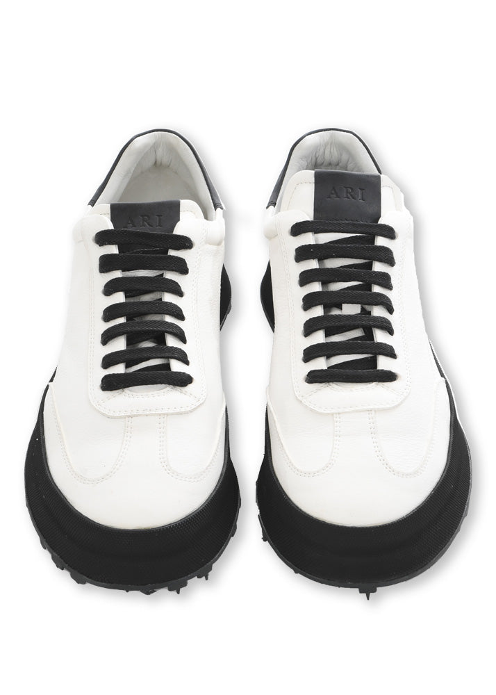 Front view (pair) ARI ST. TROPEZ Black Stripe Sneakers. Made in Italy