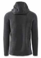 Back view ARI Cashmere Knit Hoodie Charcoal. Made in Italy